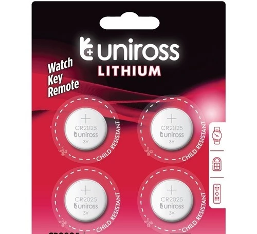 UNIROSS CR2025 3V lithium gombelem (CR) 4db