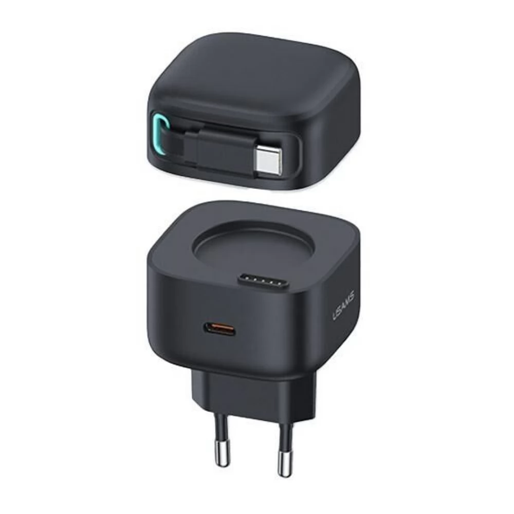 USAMS 35W USB Type-C GaN Hálózati töltő + USB Type C kábel fekete