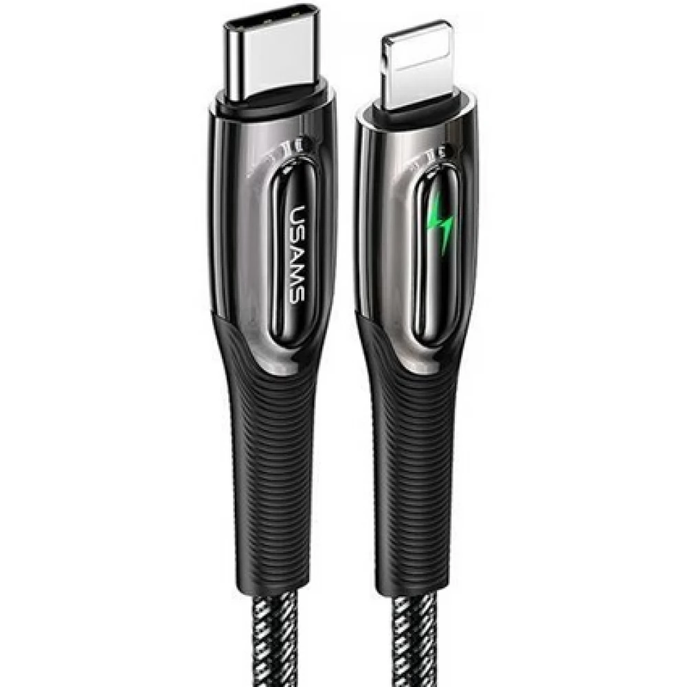 USAMS USB 2.0 Type C Lightning Töltő/adat Fekete 1m SJ518USB01