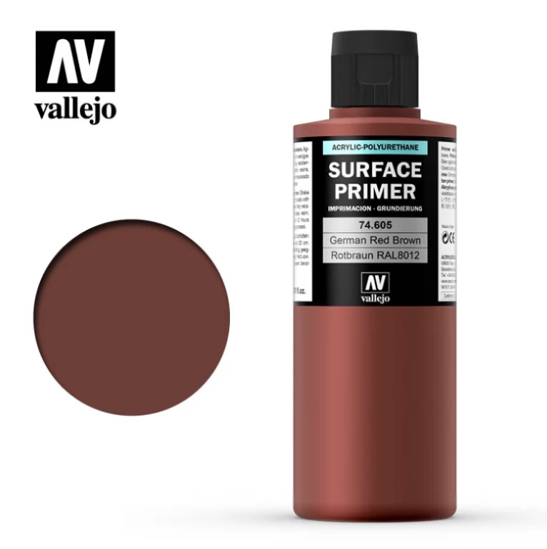 VALLEJO Primers German Red Brown vörösesbarna akril alapozó festék 200ml