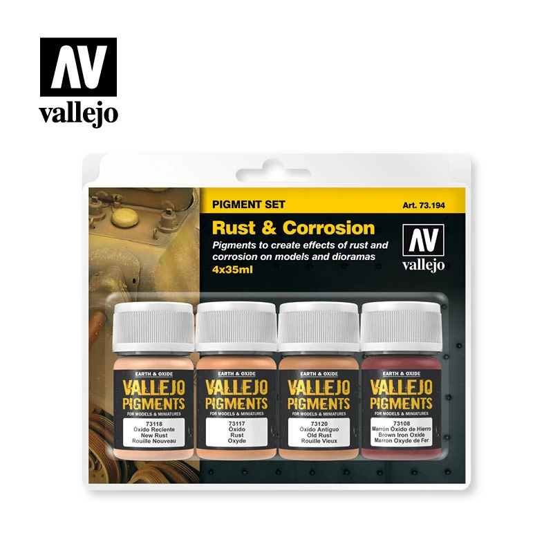 VALLEJO Rust and Corrosion Pigment Set rozsdásodás festék pigment készlet 4x 35ml