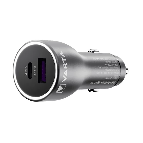 VARTA Autós töltő 1xUSB 1xUSB-C 45W fekete