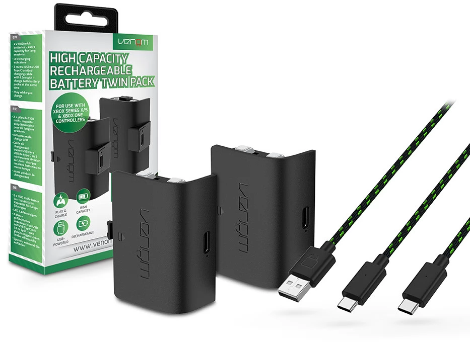 VENOM VS2883 Xbox 1100mAh akkucsomag (2 db) + 3 m töltőkábel fekete