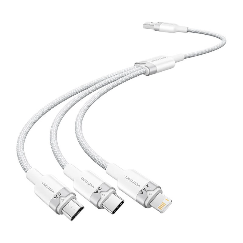 VENTION USB Lightning + Micro USB + USB Type C Átalakító Fehér 1.5m CTPWG