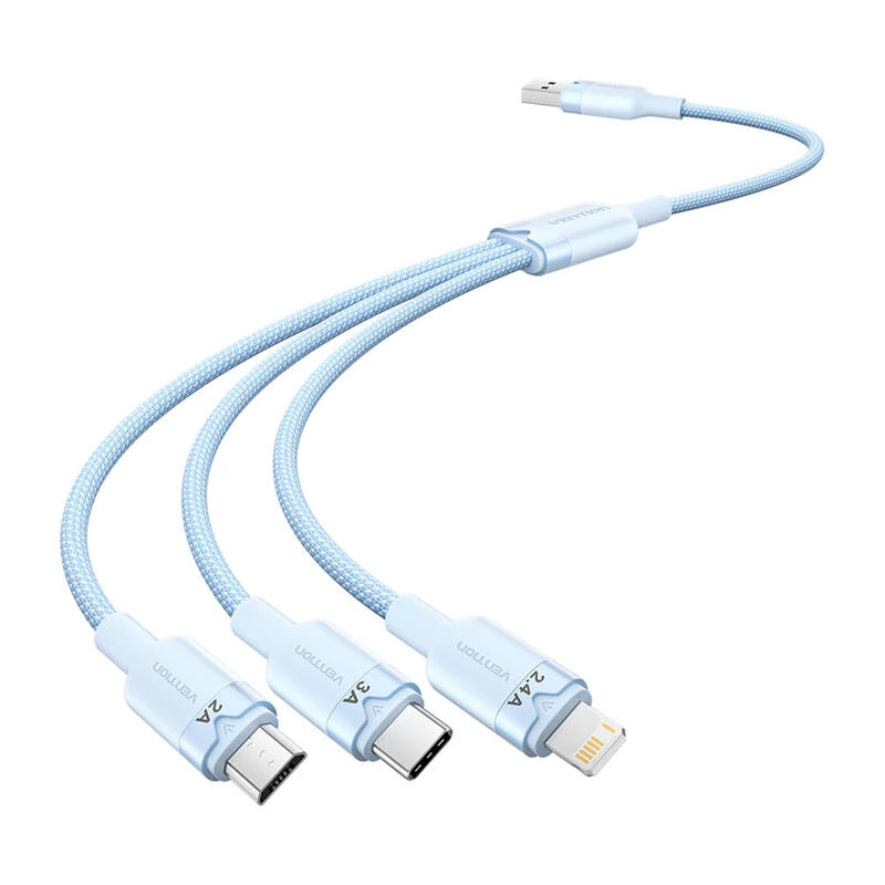VENTION USB Lightning + Micro USB + USB Type C Átalakító Kék 1.5m CTPLG