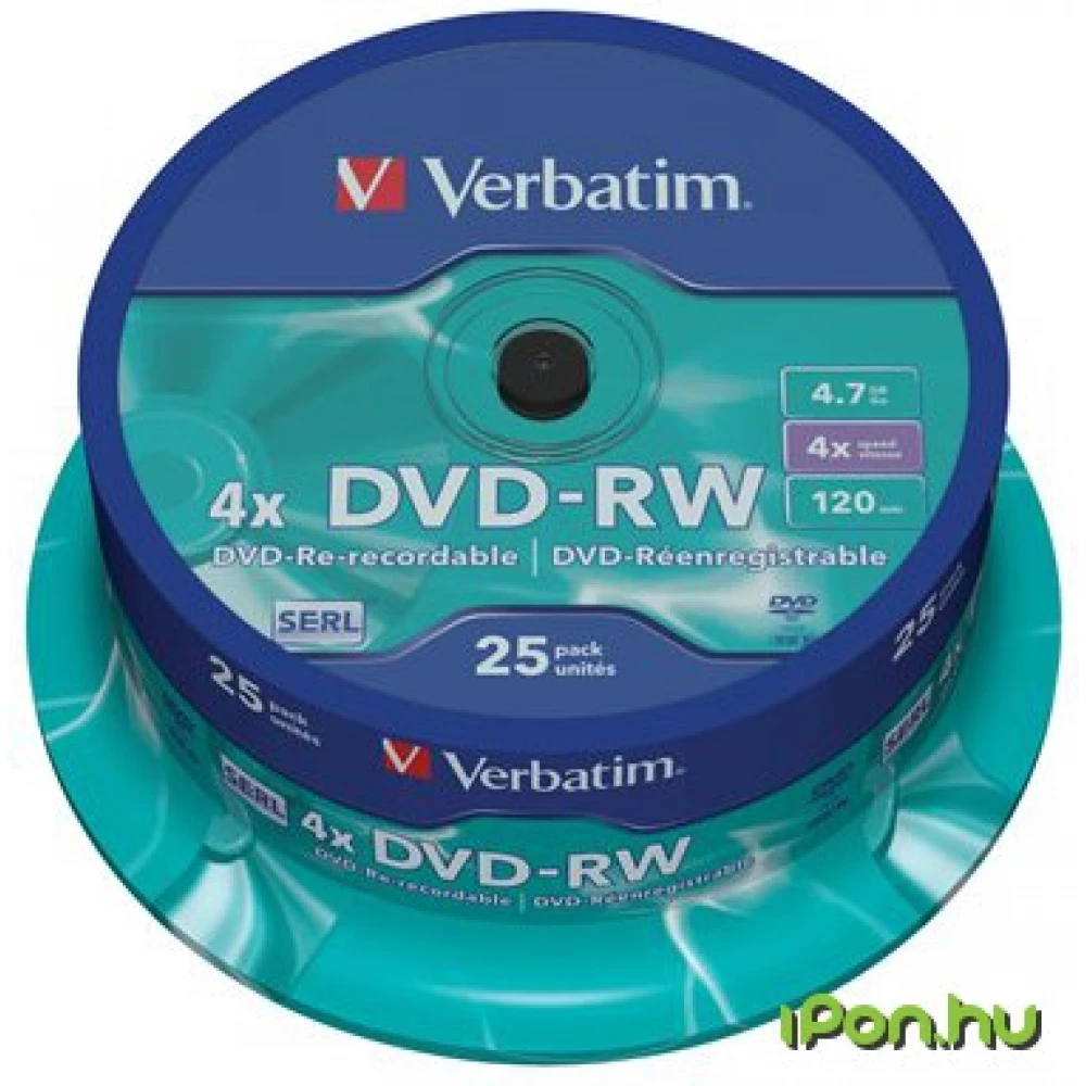 VERBATIM DVD-RW 4x 25db hengeres