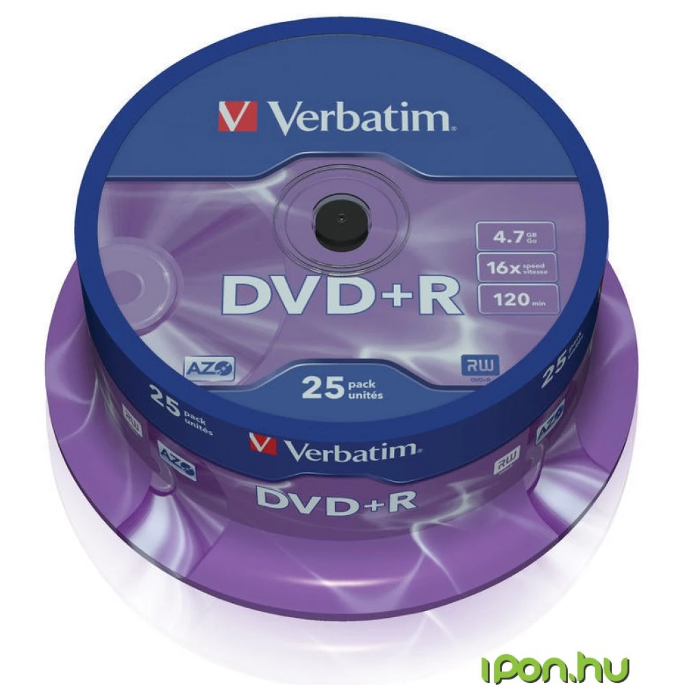 VERBATIM DVD+R 16x 25db hengeres