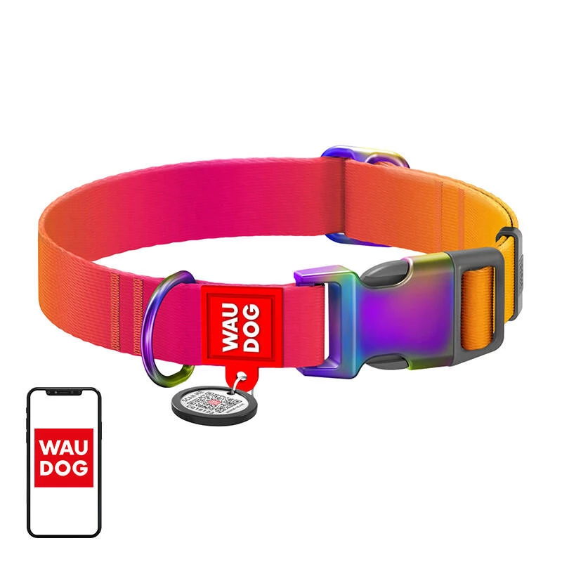 WAUDOG 46534 Gradient Nylon dog collar with QR code L narancssárga