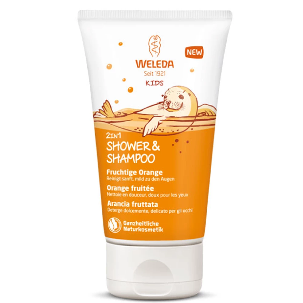 Weleda kids 2in1 gyümölcsös narancs tusfürdő és sampon 150 ml