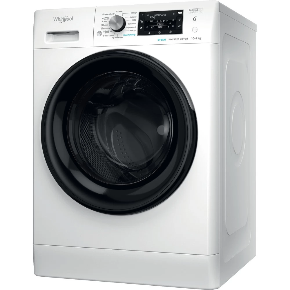 WHIRLPOOL FFWDD 1076258 BV EU Mosó-szárítógép szabadonálló elöltöltős B 10/7 kg fehér