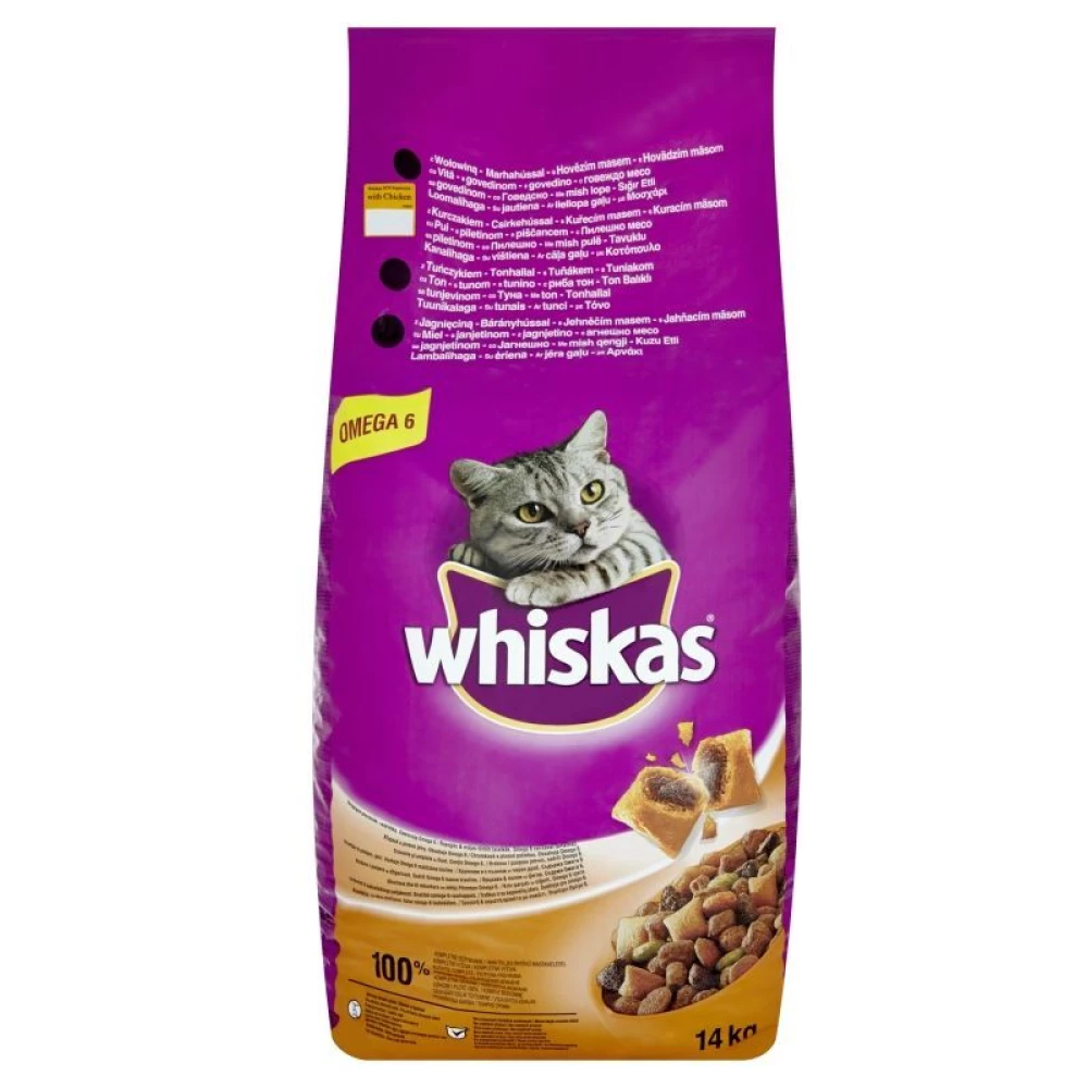 Whiskas Száraz Csirke Májas Falat 14kg