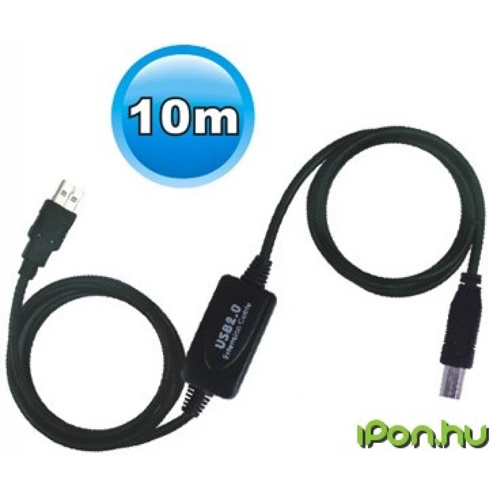 WIRETEK USB Összekötő Fekete 10m VE595