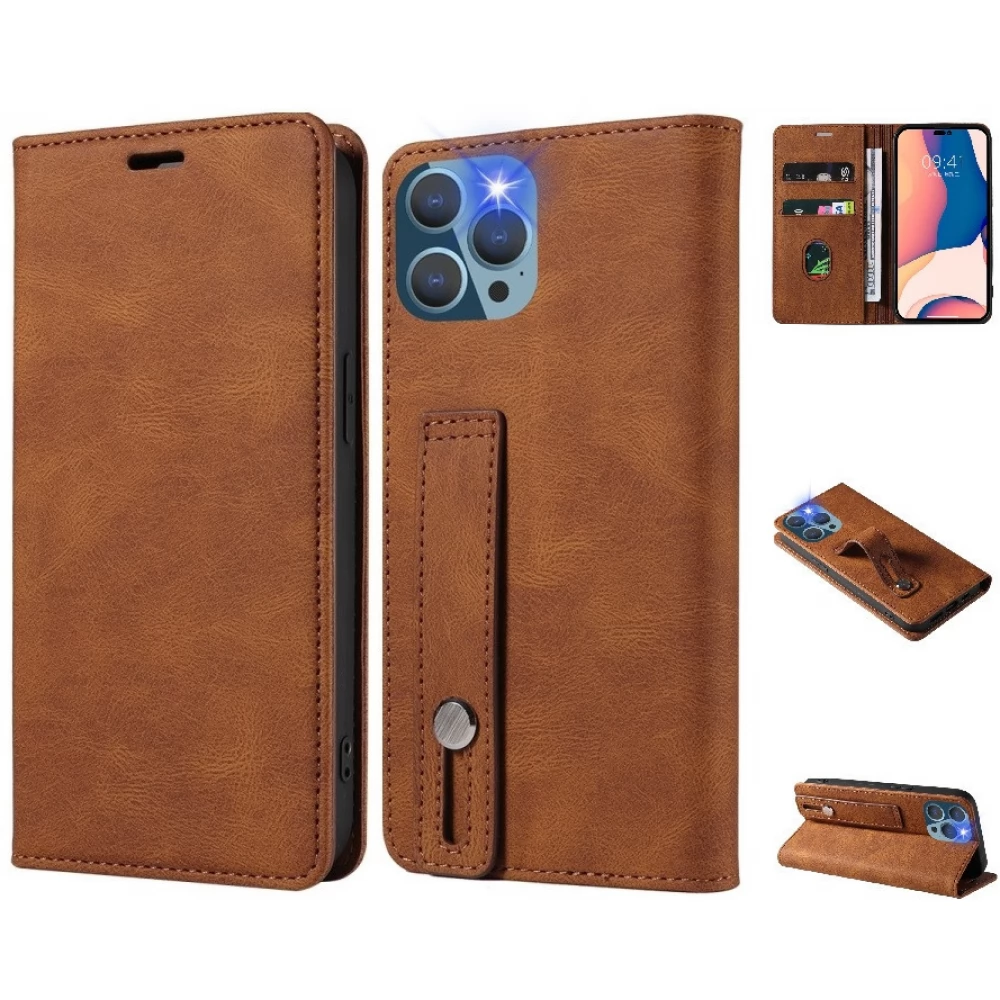 WOOZE Business Plus oldalra nyíló tok iPhone 14 Pro barna