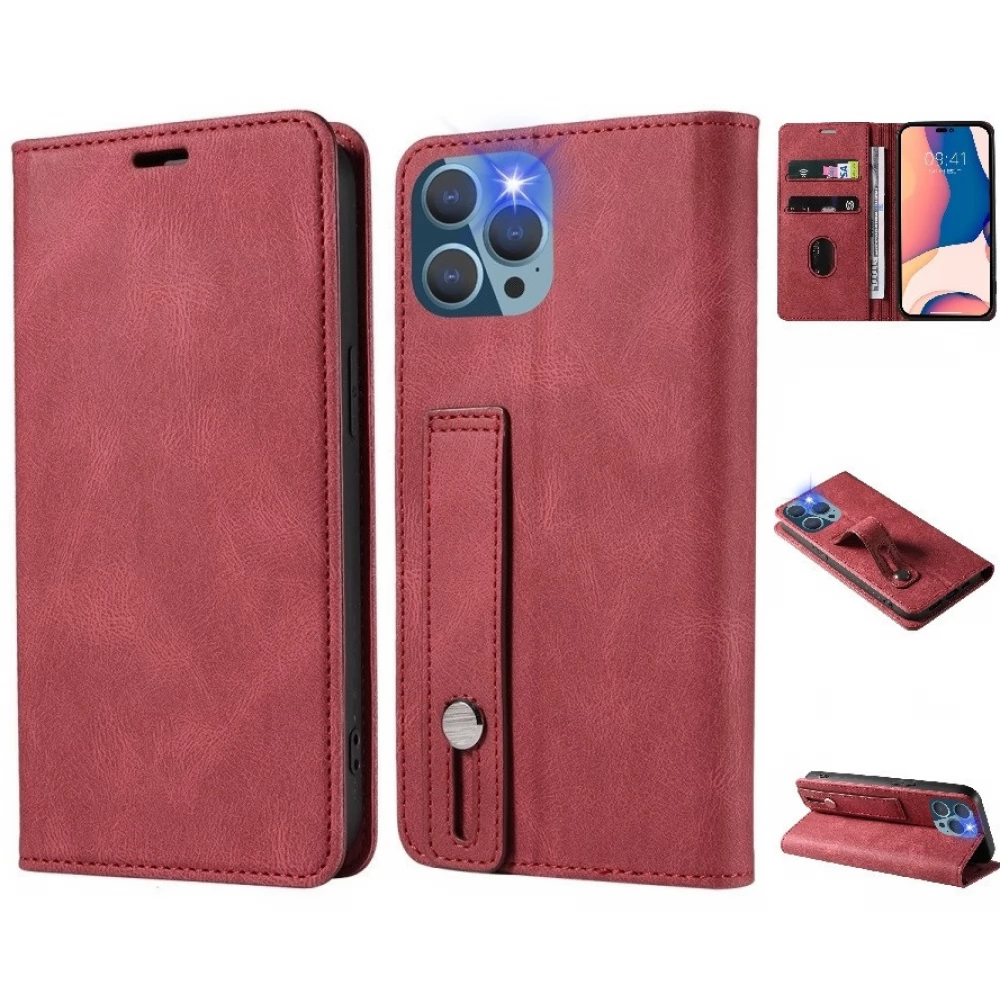 WOOZE Business Plus oldalra nyíló tok iPhone 16 piros