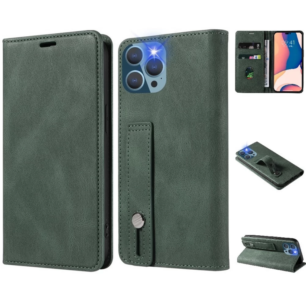 WOOZE Business Plus Oldalra nyíló tok OnePlus 10 Pro sötétzöld
