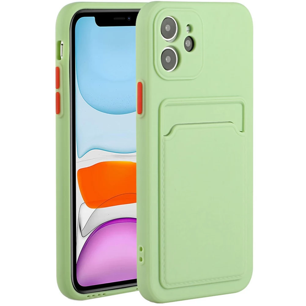 WOOZE Card Slot szilikon tok kártyatartóval Apple iPhone 15 Pro Max világoszöld