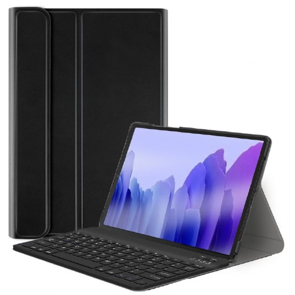WOOZE Illuminated Galaxy Tab A7 Lite 8.7 SM-T220 / T225 Bluetooth billentyűzetes mappa tok fekete
