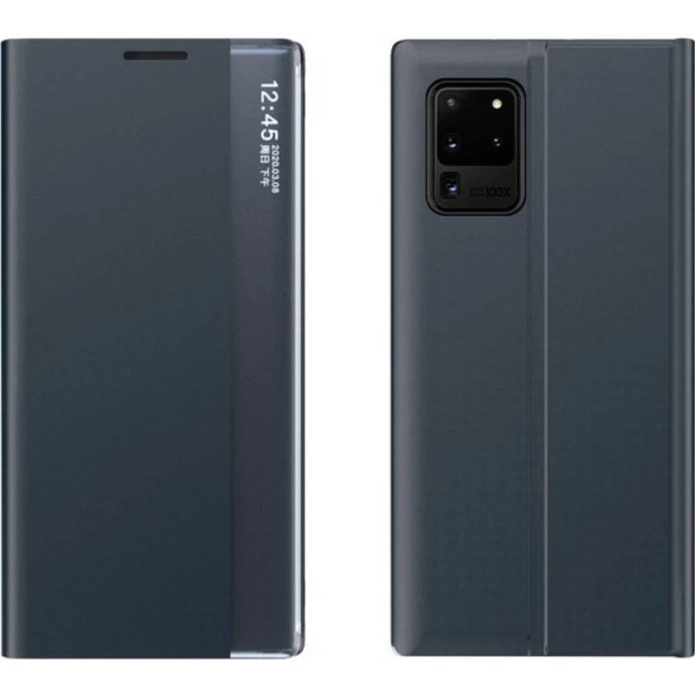 WOOZE Look Inside Oldalra nyíló tok stand hívás mutatóval vékony csíkban Samsung Galaxy M51 sötétkék