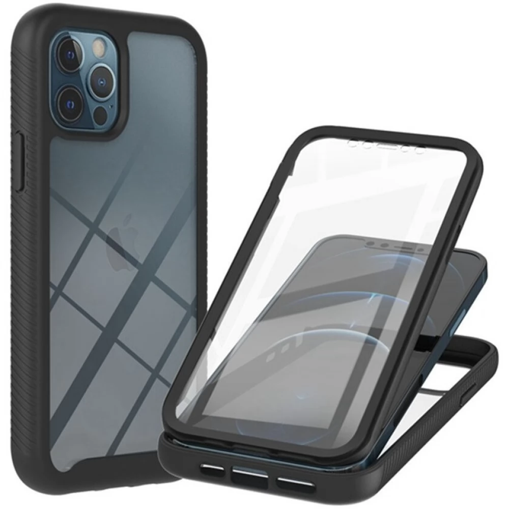WOOZE Power Case Szilikon hátlap és műanyag előlapi tok elő- és hátlapi üveggel közepsen ütésálló Samsung Galaxy A24 4G fekete