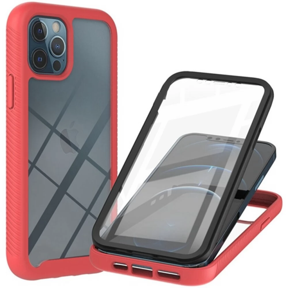 WOOZE Power Case Szilikon hátlap és műanyag előlapi tok iPhone 15 Pro Max fekete-piros