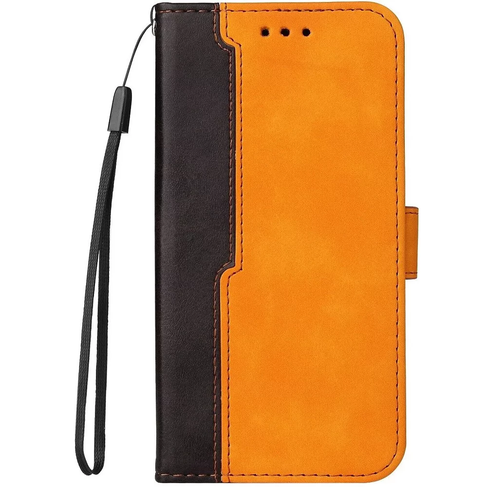 WOOZE Redmi 9C / 9C NFC Oldalra nyíló tok stand kártyatartóval kézpánttal narancssárga