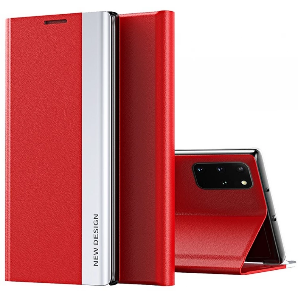 WOOZE Silver Line Oldalra nyíló tok stand Samsung Galaxy A05 piros