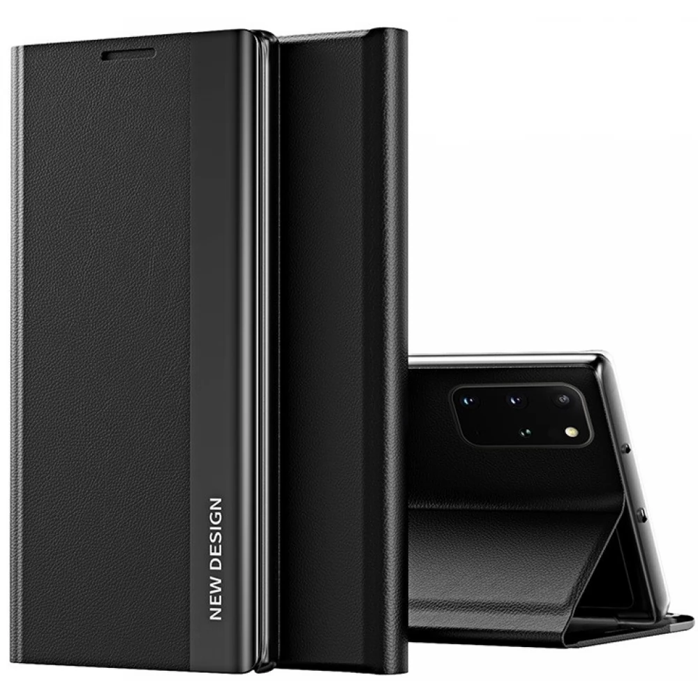 WOOZE Silver Line Oldalra nyíló tok stand Samsung Galaxy Note 20 Ultra/20 Ultra 5G fekete