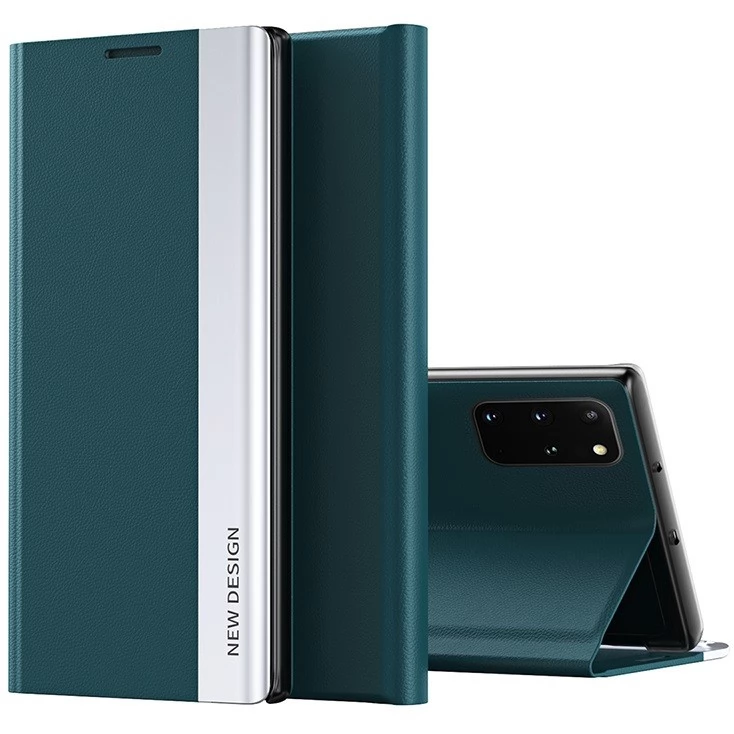 WOOZE Silver Line Oldalra nyíló tok stand Xiaomi Redmi Note 13 Pro 5G / Poco X6 5G sötétzöld