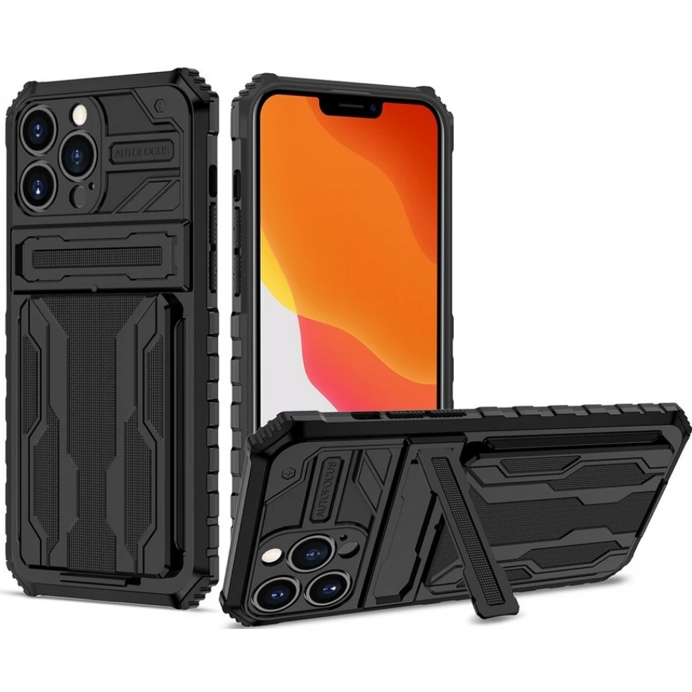 WOOZE Transformer hátlaptok kitámasztóval iPhone 12 Pro Max fekete