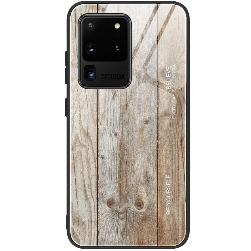 WOOZE Wood szilikon keretes üveg fa mintás hátlap Xiaomi Redmi 8 világosbarna