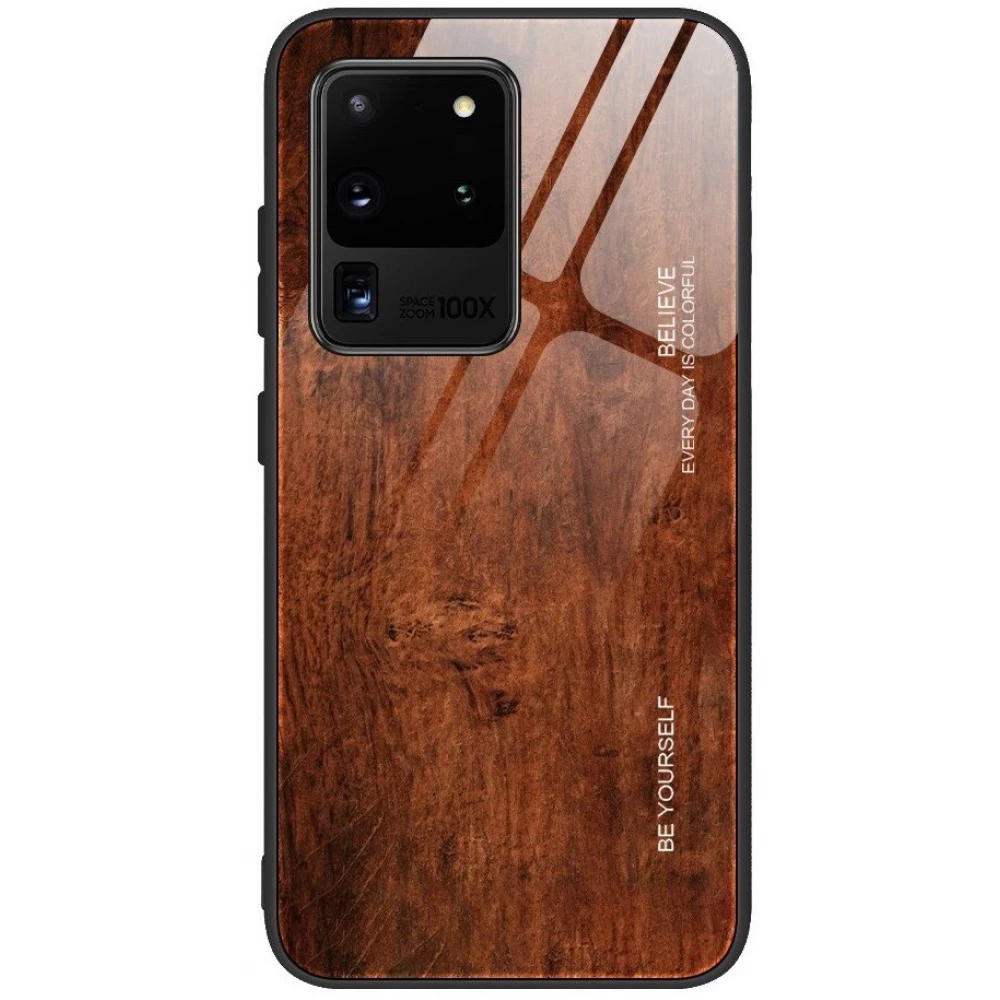WOOZE Wood szilikon keretes üveg hátlap Xiaomi Redmi 8A barna