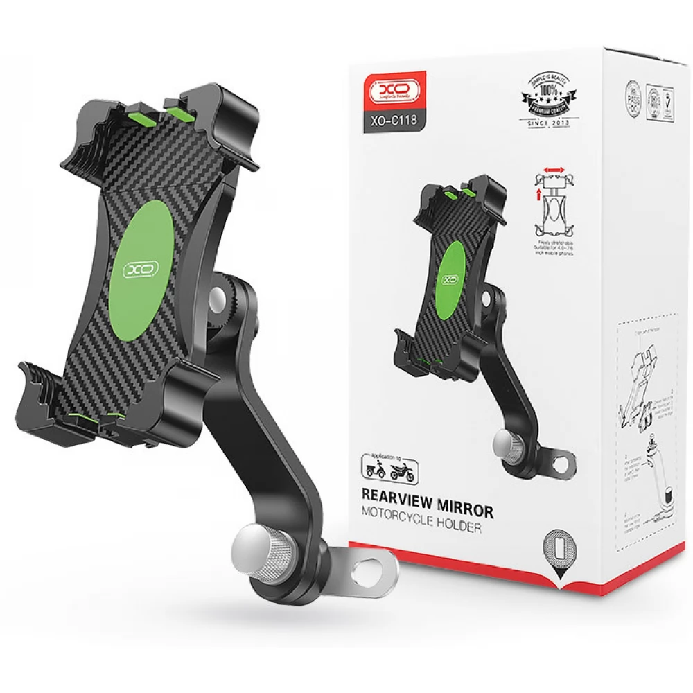 XO C118 Motorkerékpáros telefontartó 4.0-7.6" visszapillantótükörre