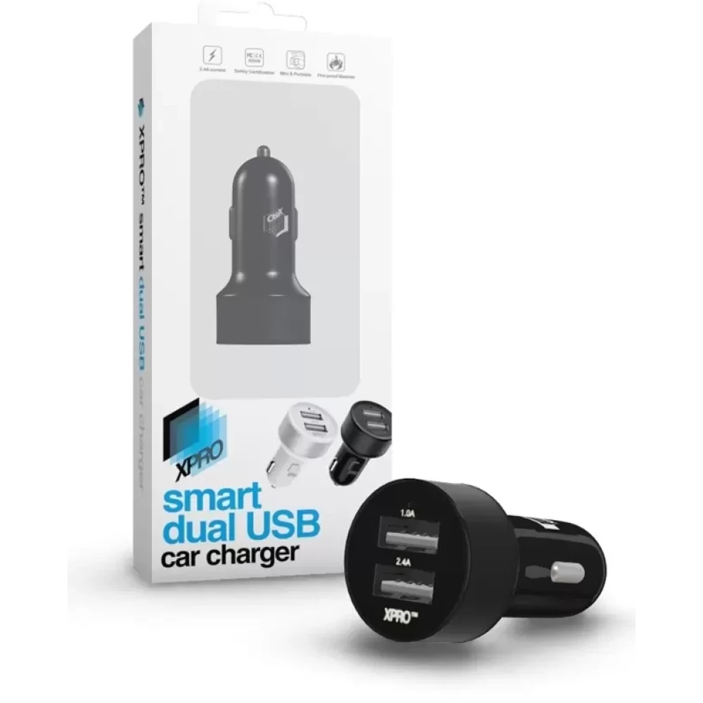 XPRO Smart Dual USB Car Charger Black