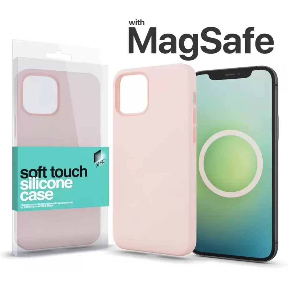 XPRO Soft Touch MagSafe Silicon Case iPhone 15 Pro Max krétarózsaszín