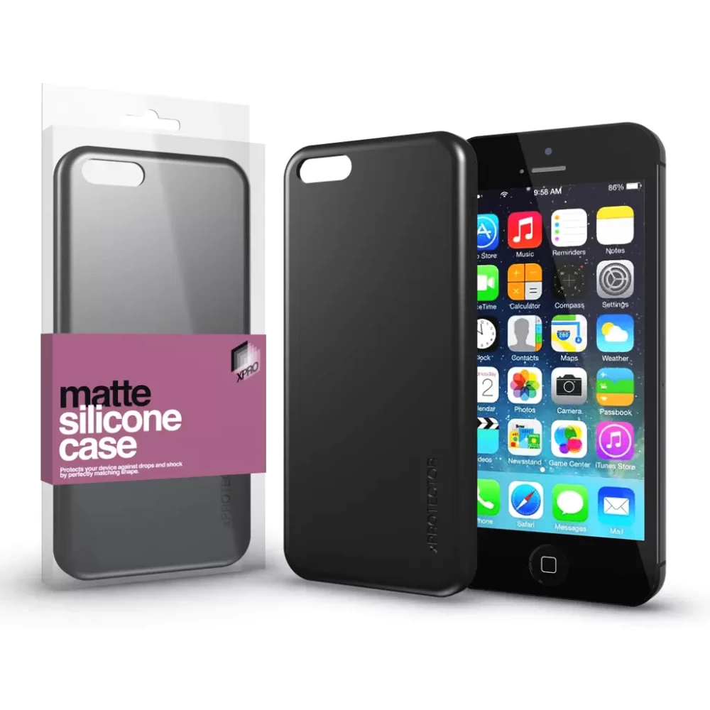 XPRO Szilikon matte tok ultra vékony fekete Apple iPhone 5 / 5S / SE (2016) készülékhez