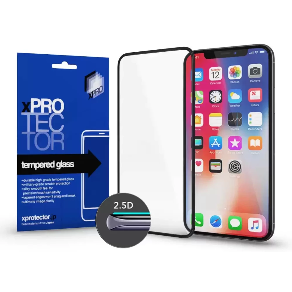 XPRO Tempered Glass Full 2.5D 0.33 kijelzővédő üveg Apple Iphone 12 / 12 Pro fekete