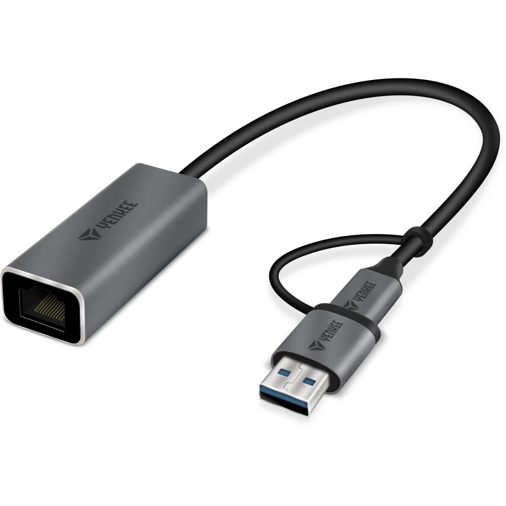 YENKEE YTC 013 USB 3.0 + Type C LAN átalakító 1Gbps fekete