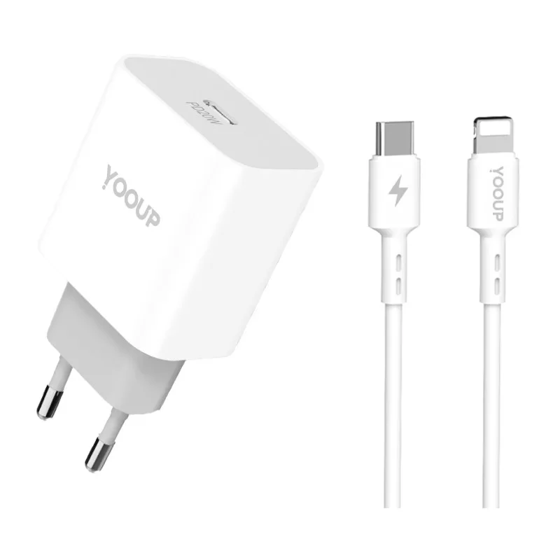 YOOUP NC60-C + NB36-CL-1M hálózati töltő 20W + Lightning kábel