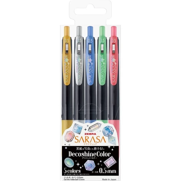 ZEBRA Sarasa Clip 0.5 Decoshine 5 Colour Set zseléstoll