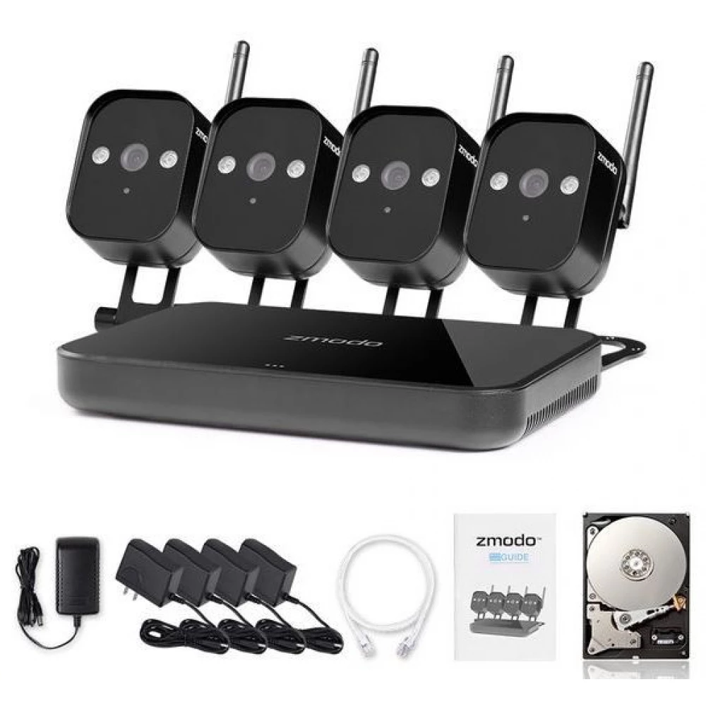 ZMODO 4 csatornás NVR + 4 db WiFi IP kamera + 1 TB HDD fekete