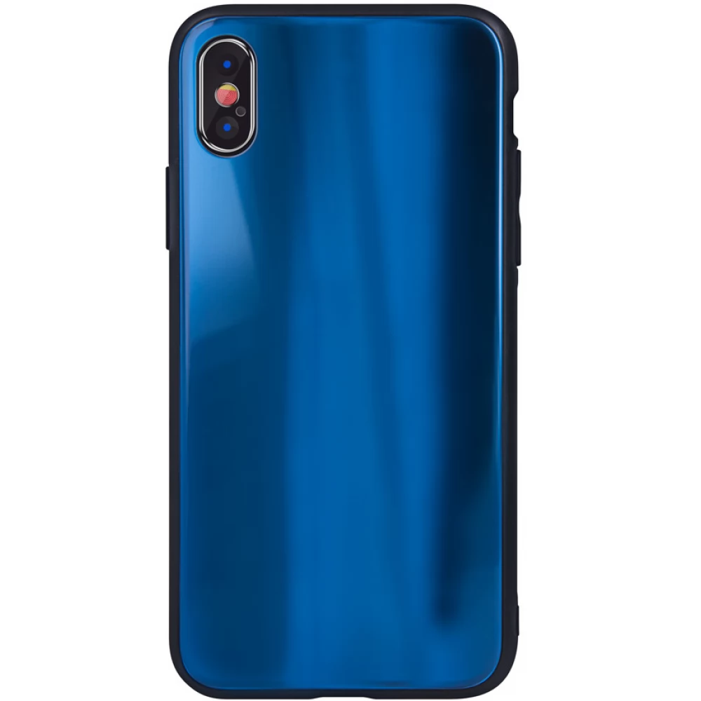 ZONE Aurora Glass Szilikon védőkeret edzett üveg hátlap Xiaomi Redmi Note 9/Redmi 10X 4G sötétkék