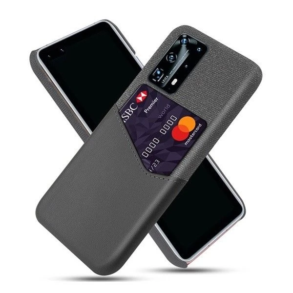 ZONE Bőrhatású műanyag hátlaptok kártyatartóval Huawei P40 szürke