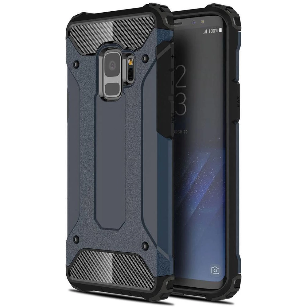 ZONE Defender fémhatású műanyag hátlap Motorola Moto G9 Plus sötétkék