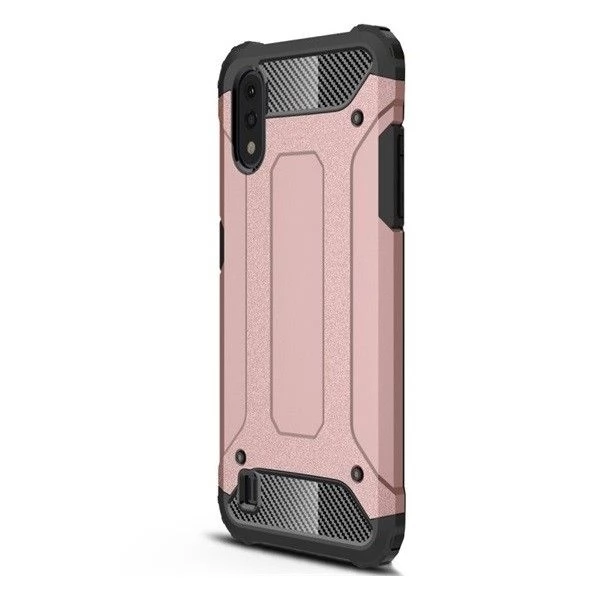 ZONE Defender fémhatású műanyag hátlap Samsung Galaxy A01 vörösarany