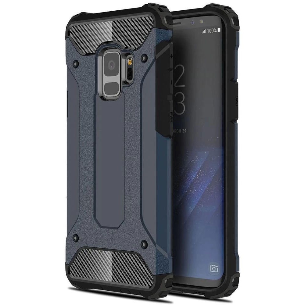 ZONE Defender fémhatású műanyag hátlap védőtok Xiaomi Mi 11 Pro sötétkék