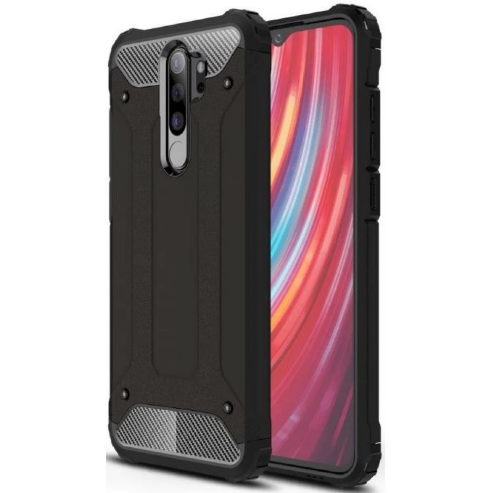 ZONE Defender Galaxy M30 Műanyag hátlap védőtok fémhatású fekete