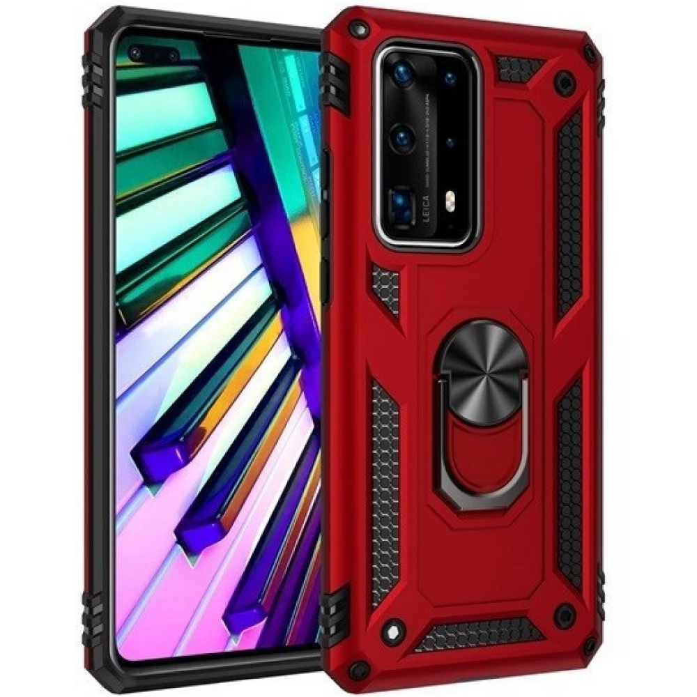 ZONE Defender közepes ütésálló hátlap telefon gyűrű Huawei P Smart (2020) piros