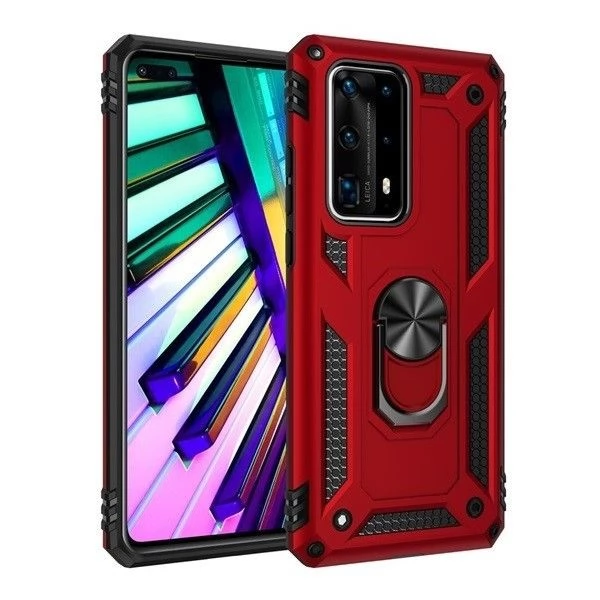ZONE Defender közepesen ütésálló hátlap telefontartó gyűrű Motorola Moto G8 Plus piros