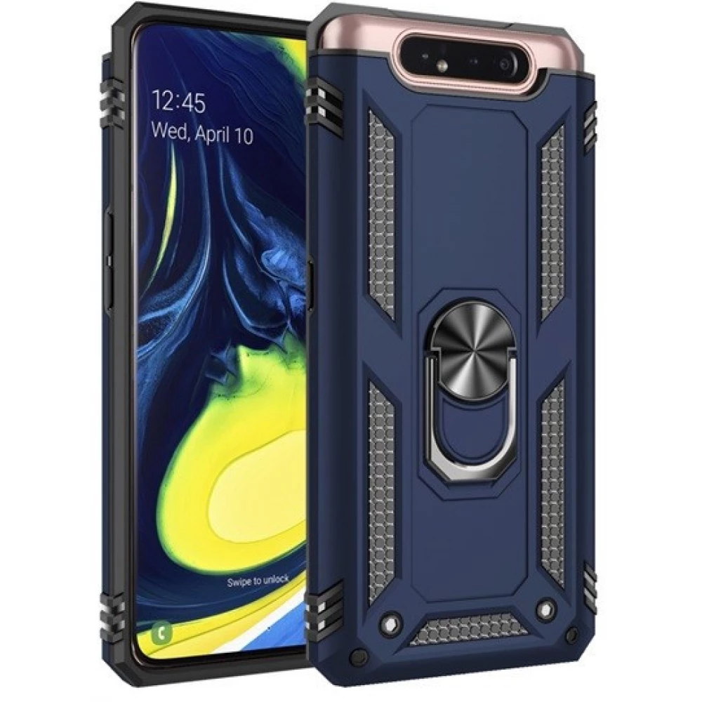 ZONE Defender műanyag hátlap védőtok közepesen ütésálló szilikon belső telefontartó gyűrű Samsung Galaxy M23 5G kék