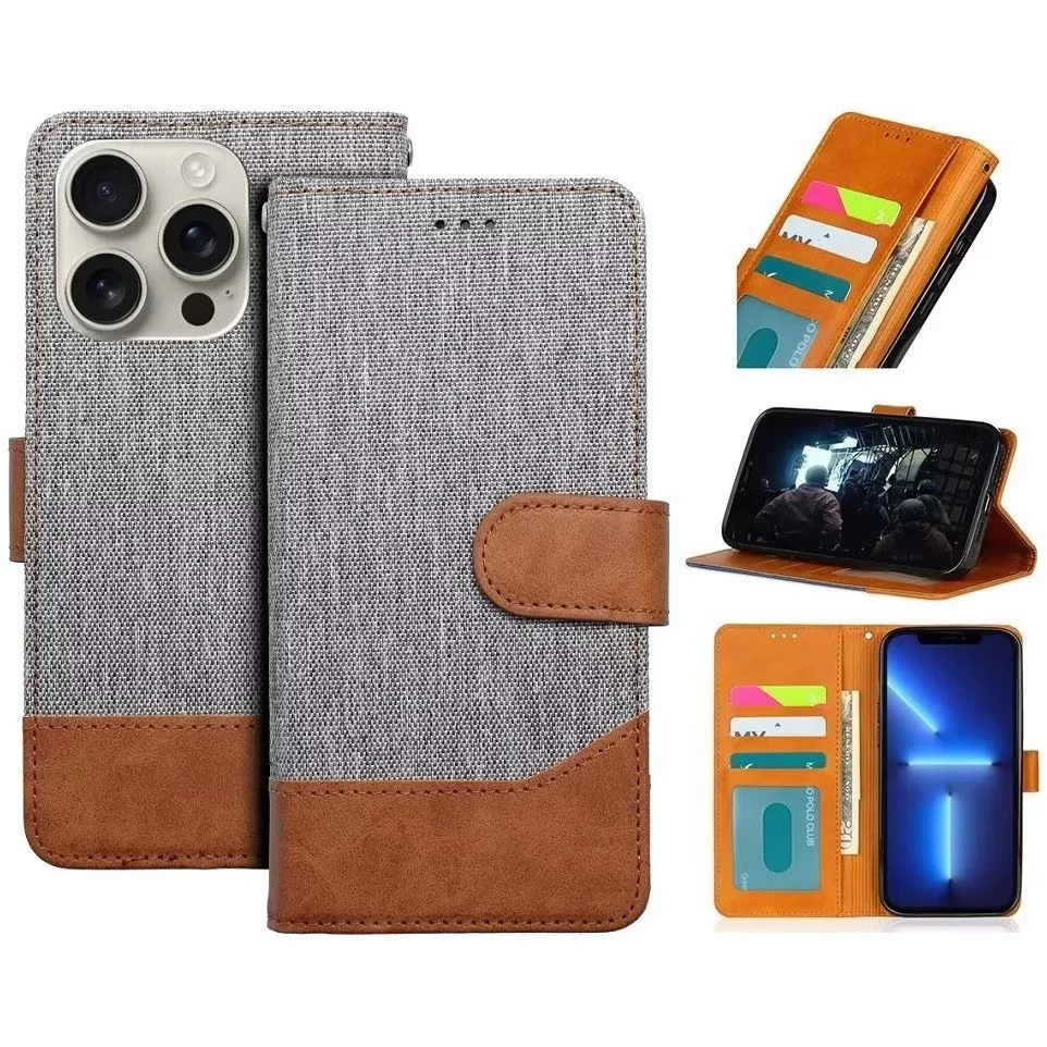ZONE Jeans Book oldalra nyitható tok iPhone 16 Pro szürke
